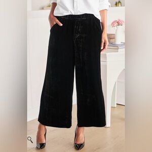 Frank & Eileen $220 Maisie Wide Leg Tuscany Velvet Pull on Pant Size S Black